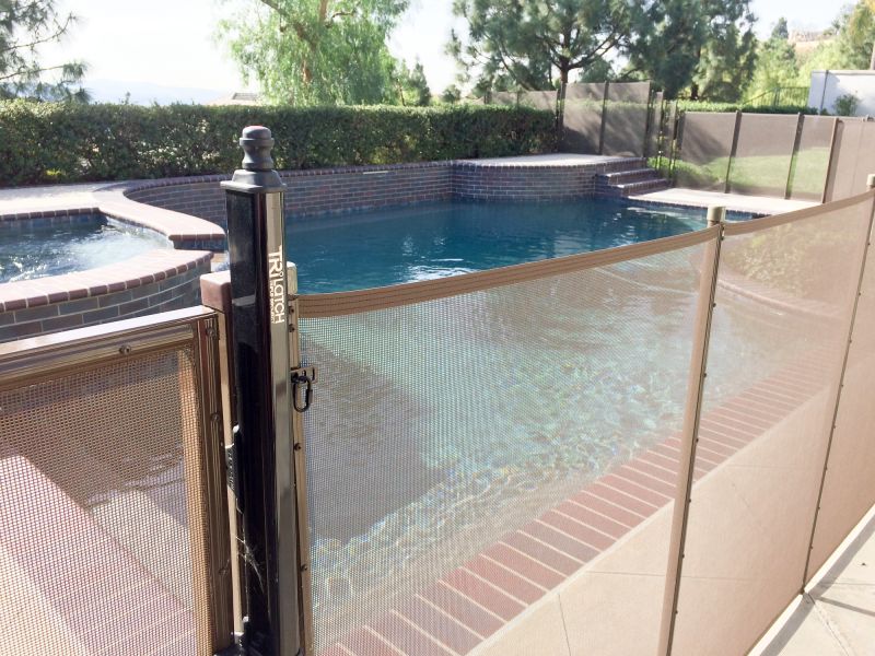 Backyard with Mesh Pool Fence